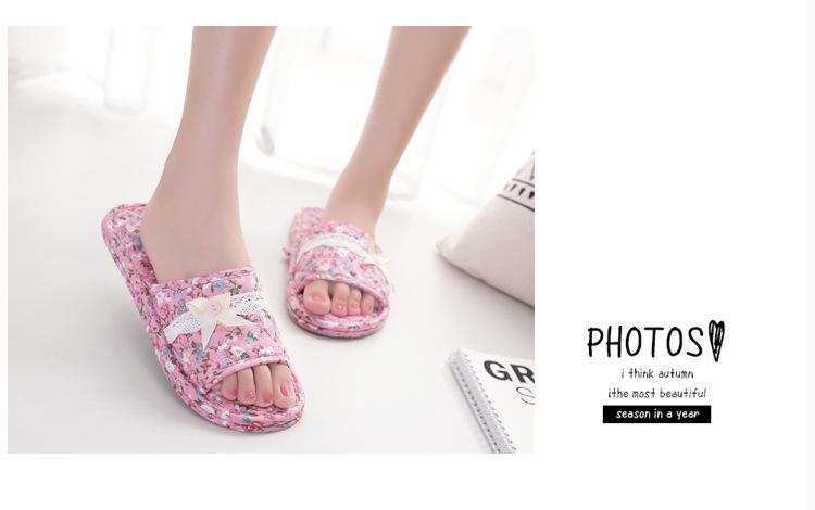 Two-layer fabric-soled wooden floor slippers, soft-soled couple's slippers, women's summer indoor silent home shoes