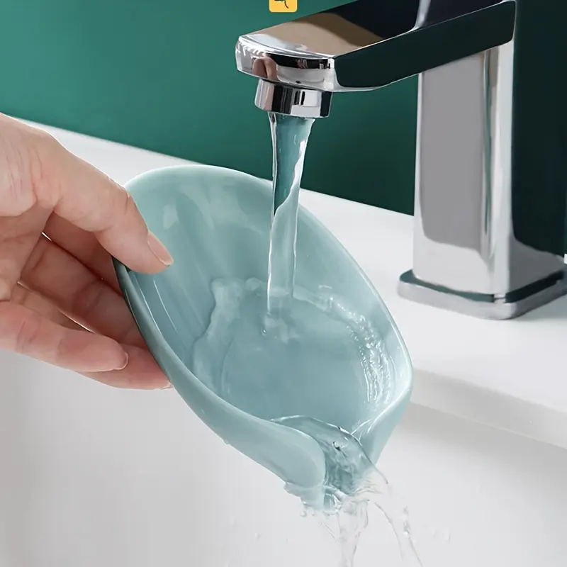 3pcs Leaf-Shaped Soap Dish with Suction Cup - Drill-Free Standing Holder, Self-Draining Design Keeps Soap Dry. Versatile Organizer for Bathroom Sink, Kitchen Counter & Shower Wall. Great Housewarming or Holiday Gift for Home Owners & Hosts.