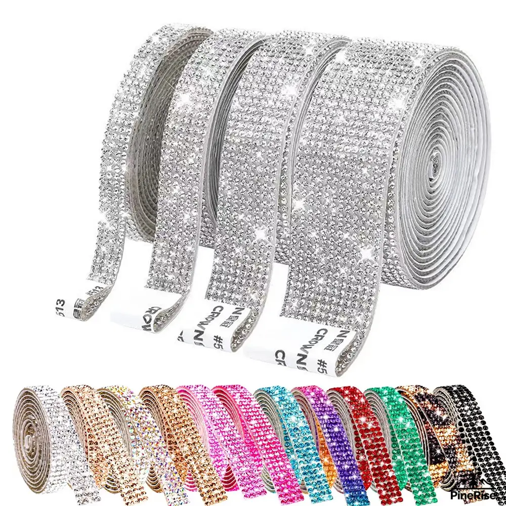 Self‑Adhesive Rhinestone Sticker Strip, DIY Craft Bling Diamond Decal, Flexible Backed Gem Trim Accessory For Indoor Leisure Handmade Projects And Daily Decorative Creation ****