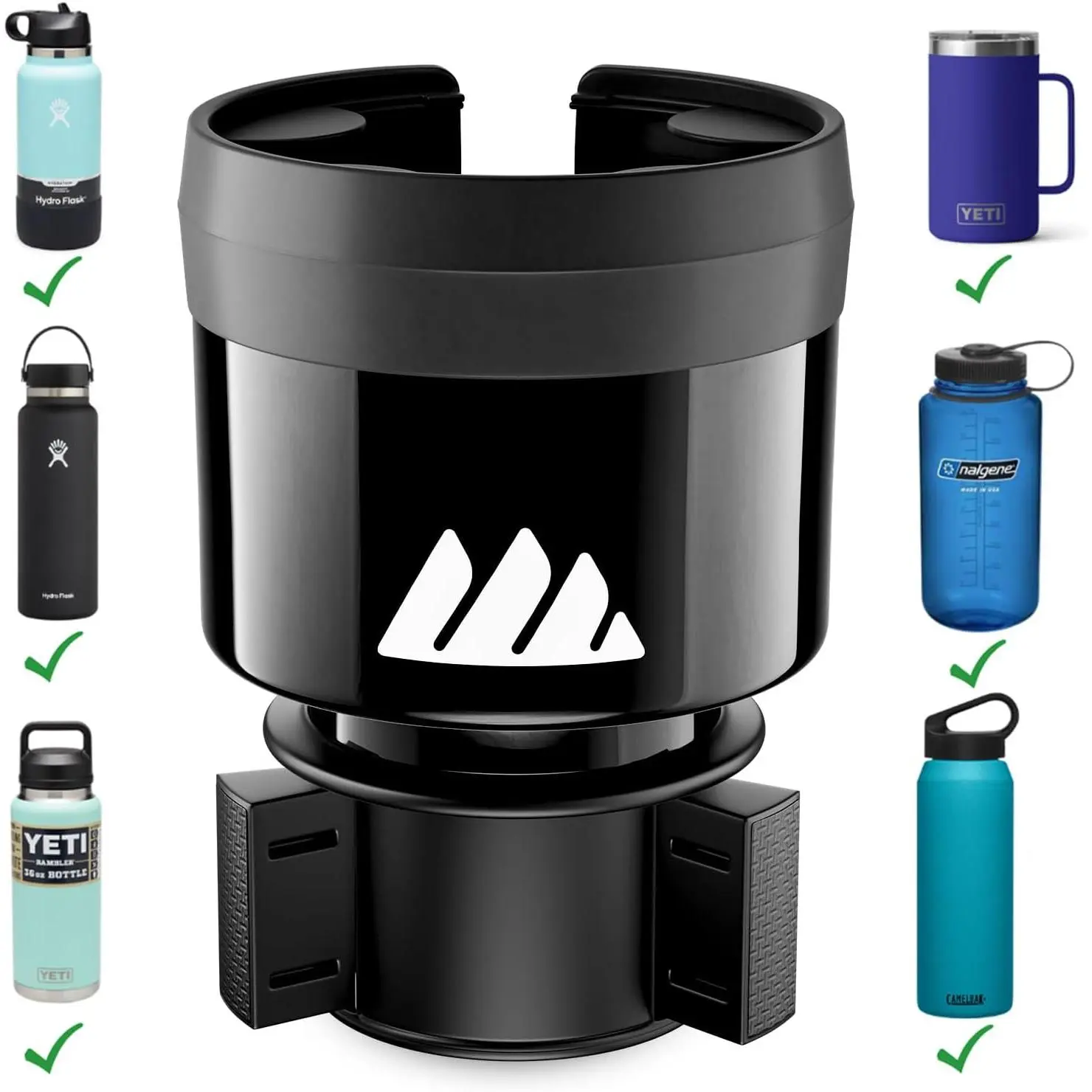 Cup Holder Expander for  & Large Water Bottles | Adjustable base with rubber tabs holds  32-40oz water bottles, , Nalgene &  cups