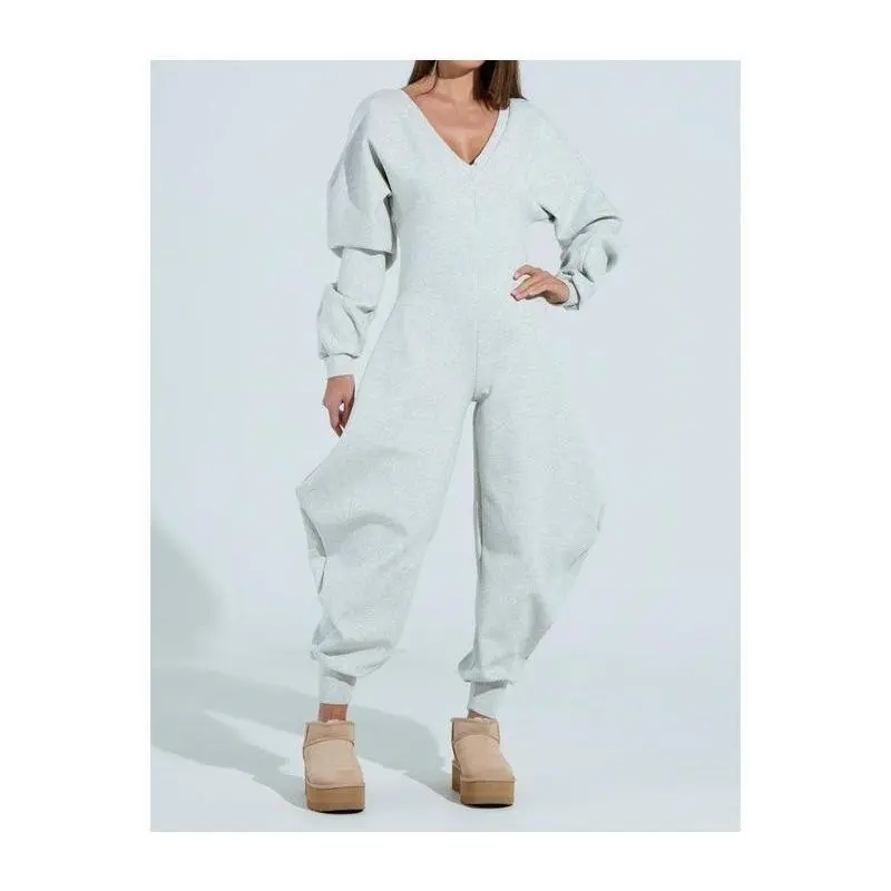 Women's Comfortable Cozy Cotton Sweatshirt Jumpsuit Casual Overall