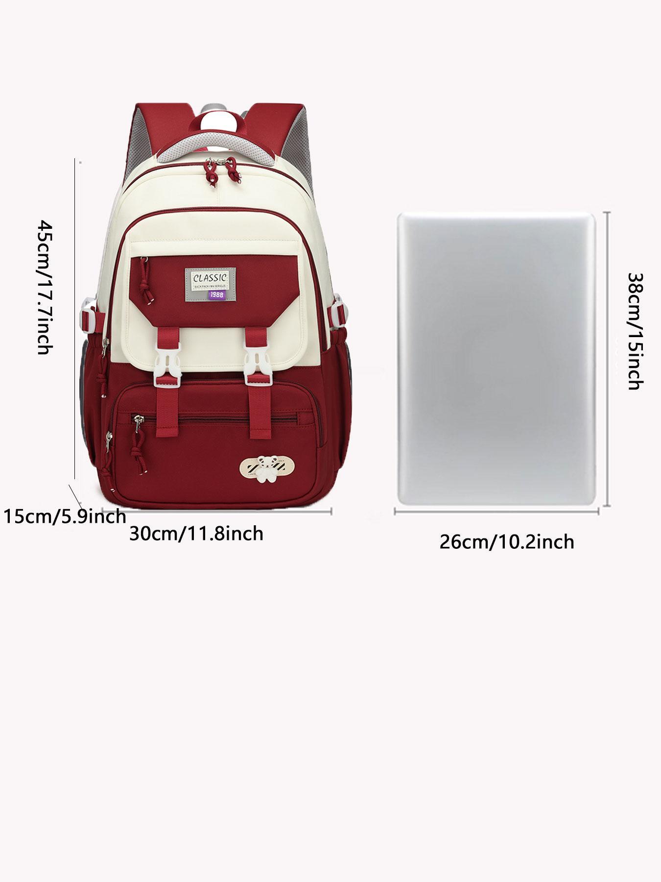 Colorblock Large Capacity Backpack, Casual Minimalist School Backpack for Women & Men, Fashionable Backpack for Daily Use for Boys & Girls