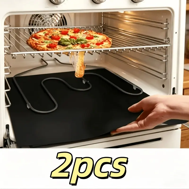 2pcs Large Teflon Oven Heat Insulation Pad Thickened Non-Stick Reusable Compatible with Gas And Electric Ovens, Toasters, Grills, Kitchen Baking Anti-Dirt Pad