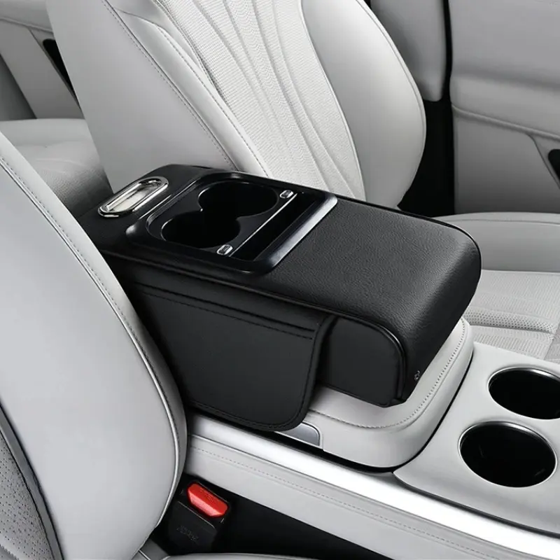 Multi-Function Car Armrest Box with USB Port - Storage Booster Pad Center Console Tissue Box And Water Cup Holder for Vehicle