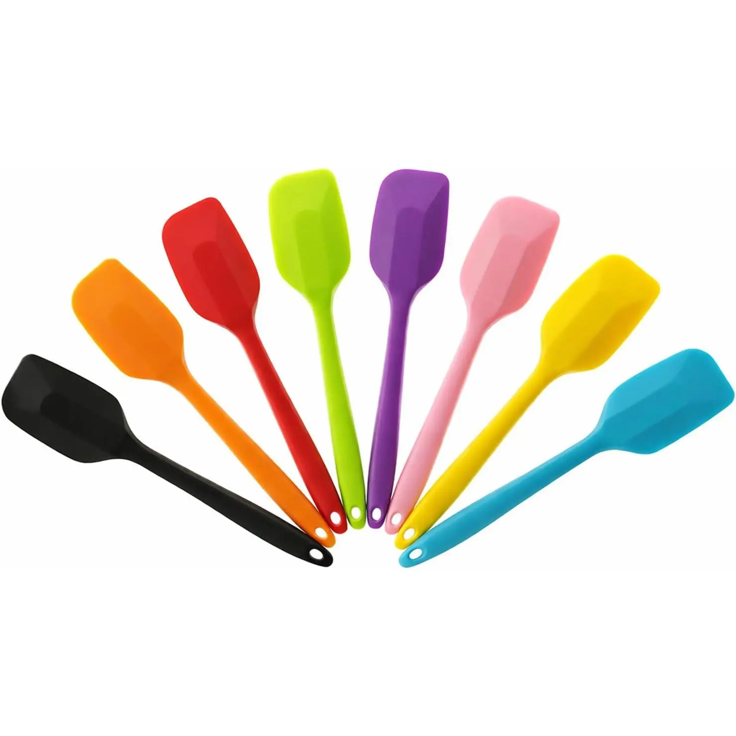 8- Small  Spatula Set, 8.5" Heat Resistant Scrapers | Seamless 8.5-inch small rubber scrapers for baking and mixing. - hygienic design. Dishwasher safe. 8-color set