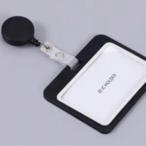 2/4PCS Horizontal ID Badge Holders with Belt Clip, Durable Plastic Name Tag Card Holders for Office, School, Events, Staff & Employee Identification