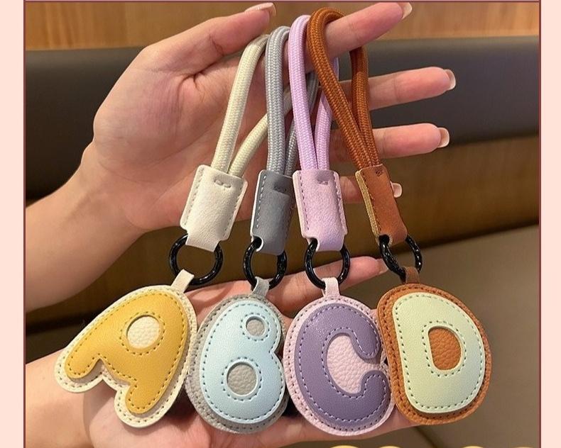 Elechobby Initial Keychain,26 Leather Alphabet Letters keychain For Women Handbag Charm Gift for Sister Besties