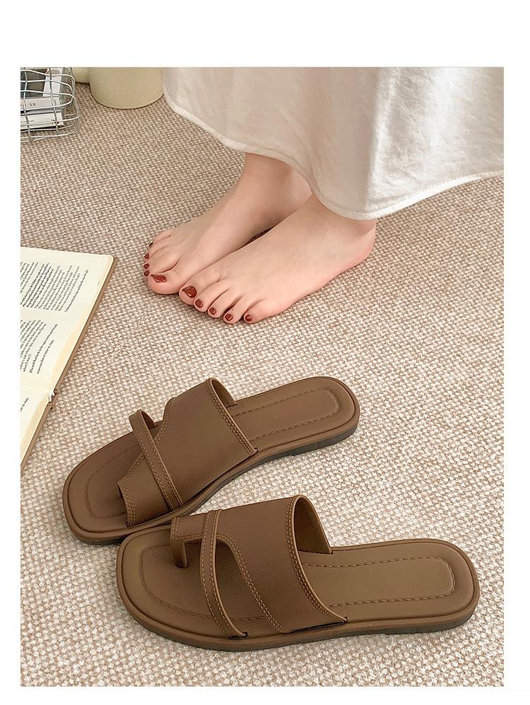 Toe Sandals for Women Summer Fashion Roman Style Simple Retro One-Strap Slippers Home Non-Slip Outdoor Versatile Sandals