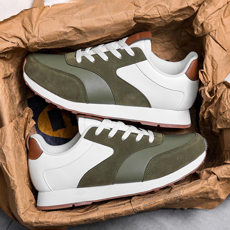 Comfortable green sneakers suitable for men's daily wear, with white accents
