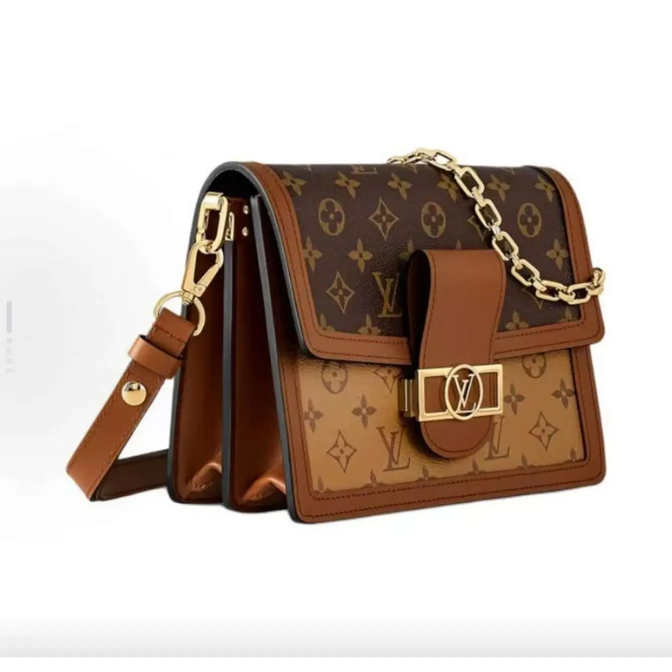Pre-owned Louis Vuitton Dauphine MM Monogram Canvas | Microchip Version, Full Authentic, Chain Shoulder & Crossbody Handbag