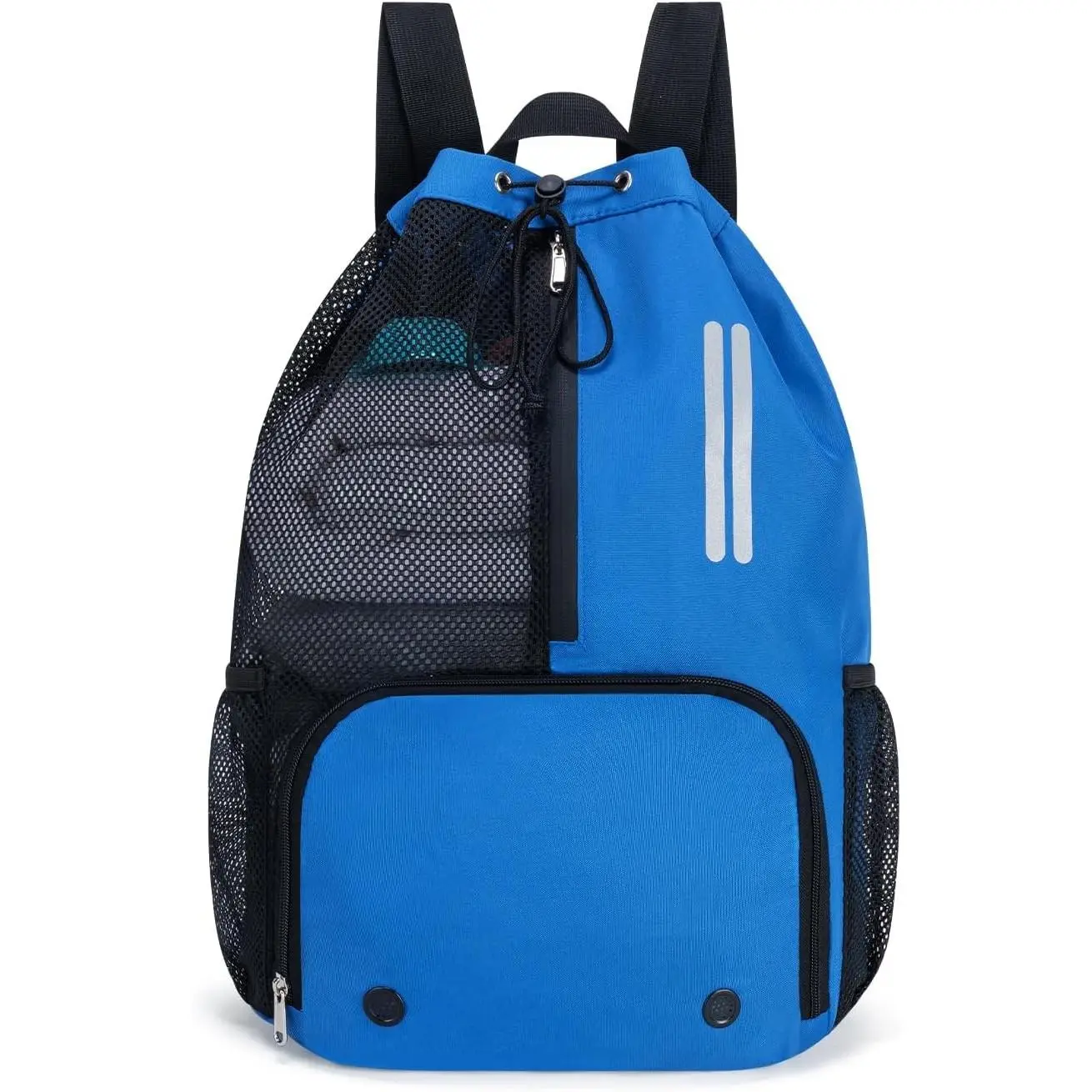 Swim Bag Mesh Drawstring Backpack with Shoe Compartment & Wet Pocket Waterproof Beach Backpack Pool Bag for Swimming, Gym, Travel and Workout Gear (Blue)