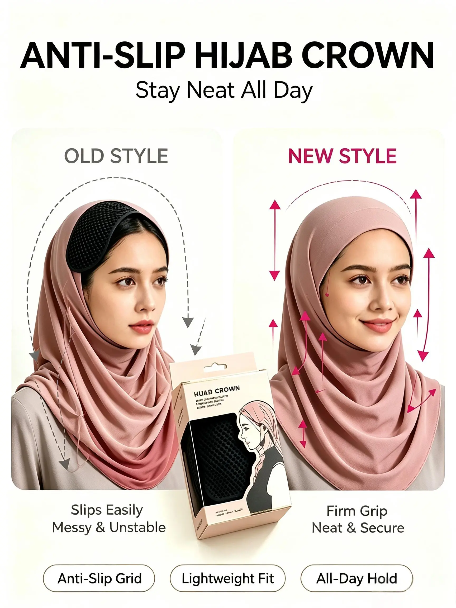 Muslim Women Anti‑Slip Hijab Undercap, Breathable Lightweight Easy‑to‑Wear Base Cap, Durable Nylon Material, Ideal For Daily Wear