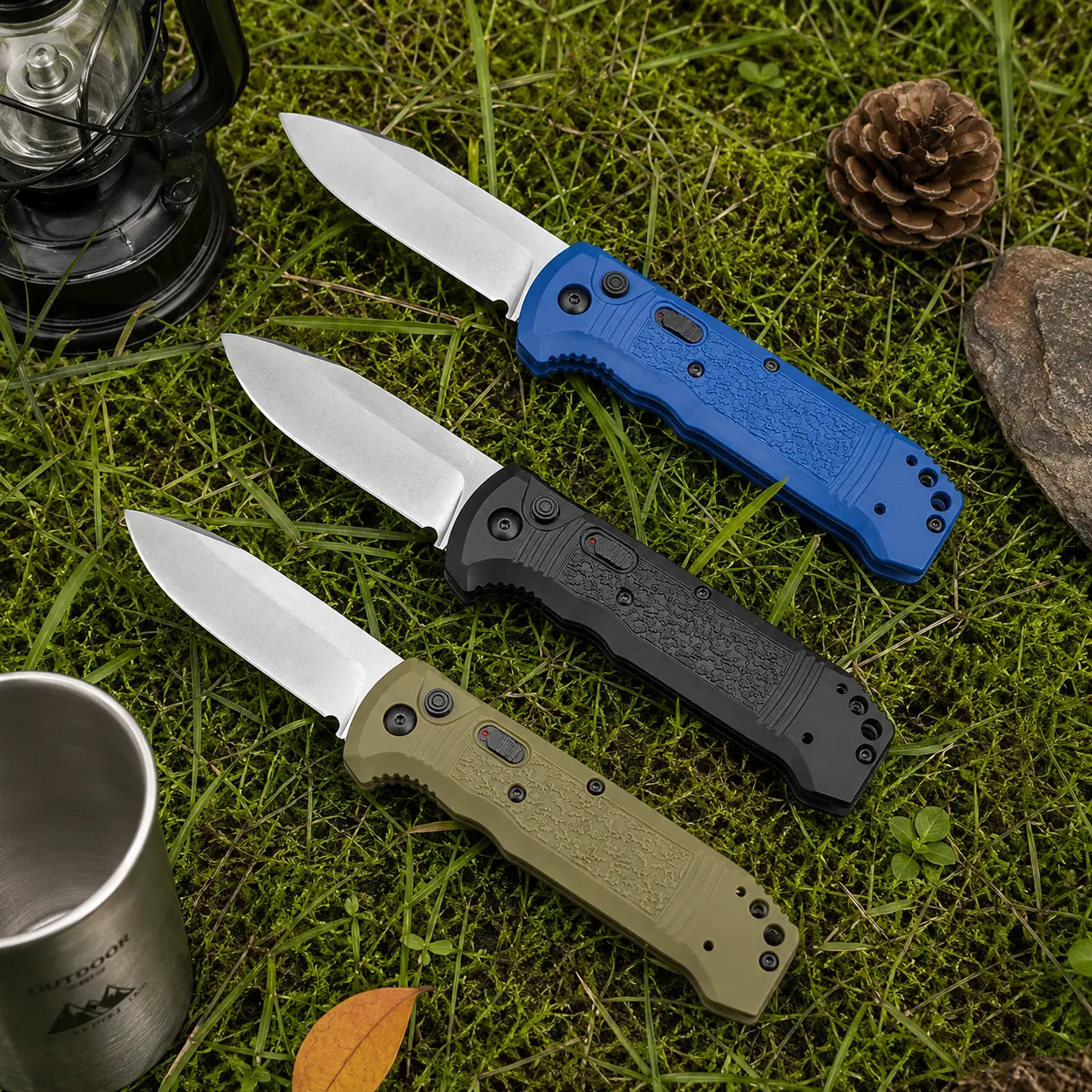 Unisex Compact 4400 Casbah Folding Knife - D2 Blade, Nylon Handle, Nylon Fiber Construction, Convenient Outdoor Tool for Camping, Hiking, EDC Pocket Knife