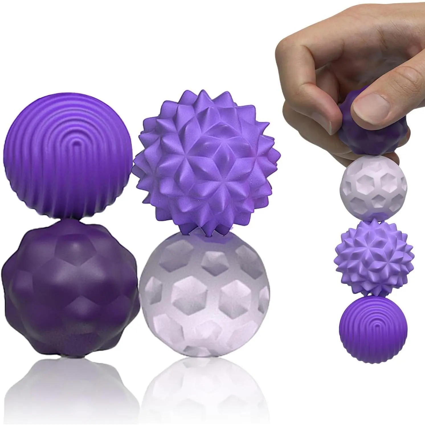Magnetic Sensory Ball Fidget Toys for Adults&Teens, 4pcs Sensory Attraction Stress Balls with Silicone Shell to Calm Restless Hands Anxious Mind, Desk Stress Magnetic Fidget Balls for Anxiety Relief