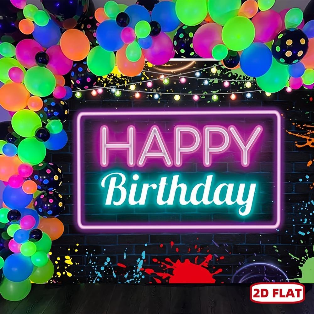 1pc Polyester 2D Flat Crazy Rainbow Birthday Backdrop, Neon Party Decoration, Photo Prop for Parties (Non-Glow Banners/Ornaments), Photo Props