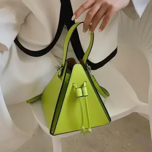 High-end Niche Geometric Pyramid Handbag, Triangle Tote in Black/white/green/pink/orange, Stylish Versatile Crossbody Shoulder Bag, Multi-functional Gift for Friends, Fashionable Handbag, Flap Crossbody Purse,summervibes