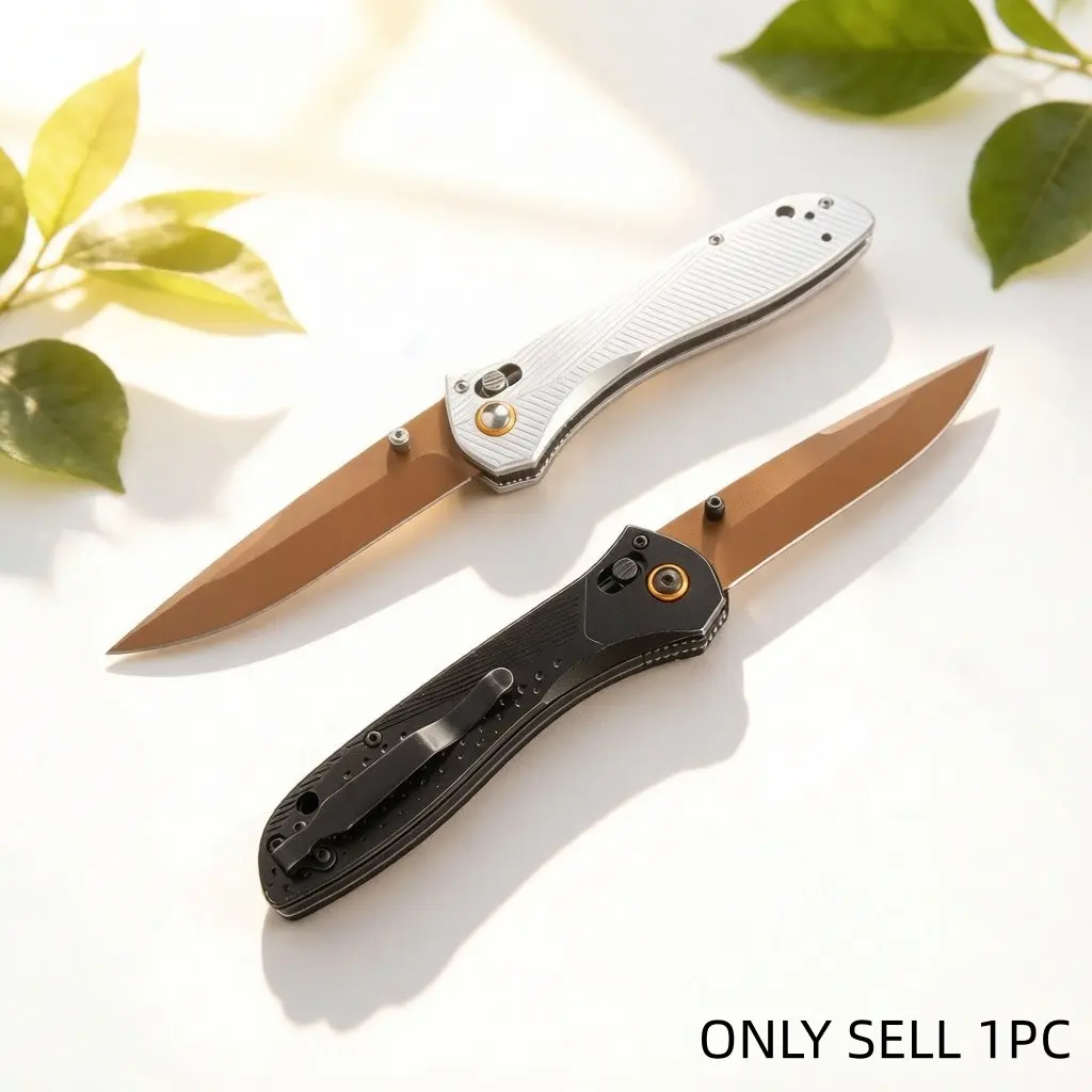 1pc 710 Folding Knife, Aluminum Handle, High Hardness Blade, Durable Edc Tool, Ideal for Camping, Fishing, Hiking, Men's Gift