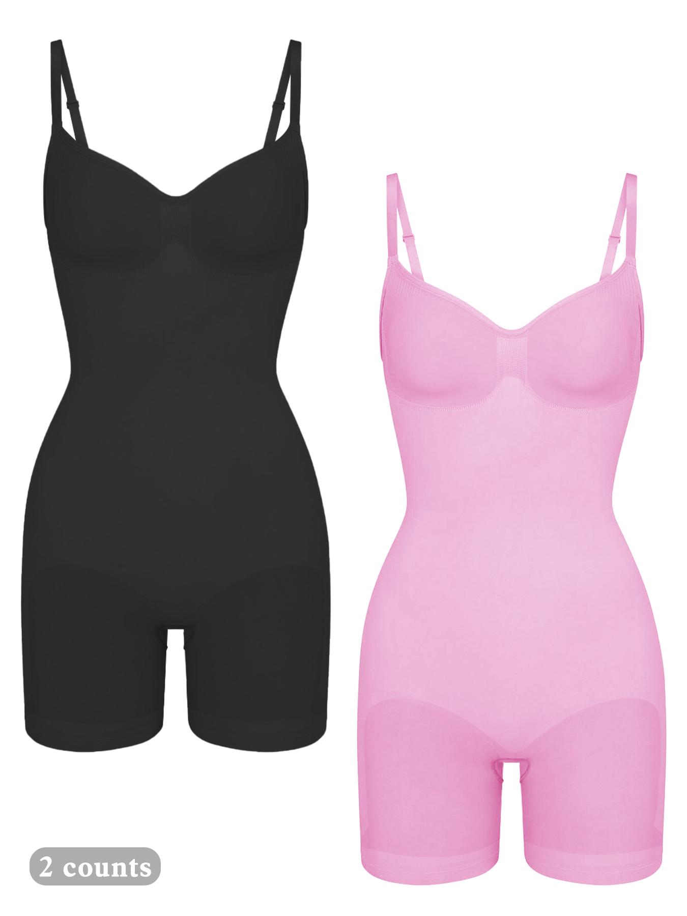 Women's Solid Adjustable Strap Scoop Neck Shapewear Jumpsuits , High Stretch Tummy Control Butt Lifting Shaper, Women's Shapewear for All Seasons