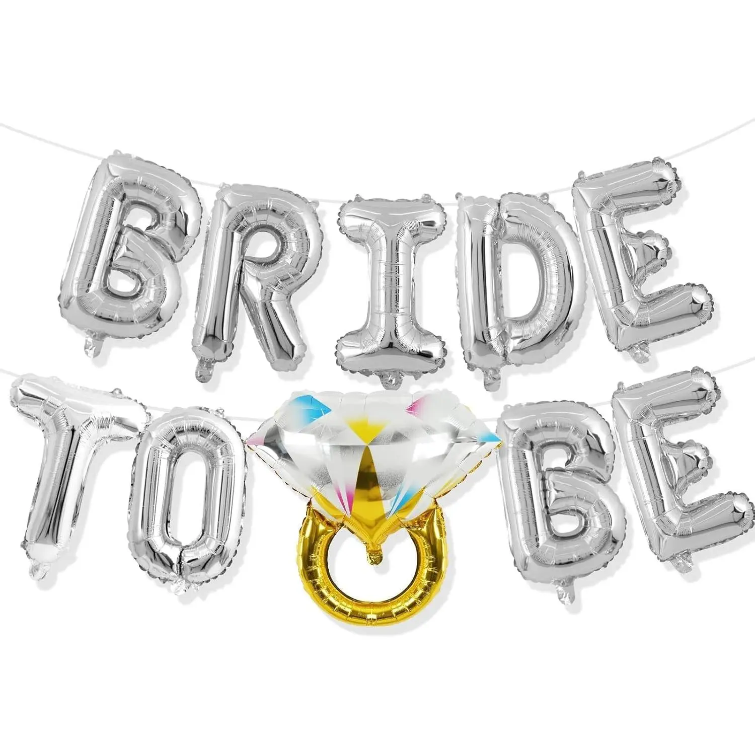 Bachelorette Party Decorations, Bride To Be Bridal Shower Letter Balloons Banner with Engagement  Ring Mylar Foil Balloon for Wedding Photo Booth Hen Night Room Party Decor
