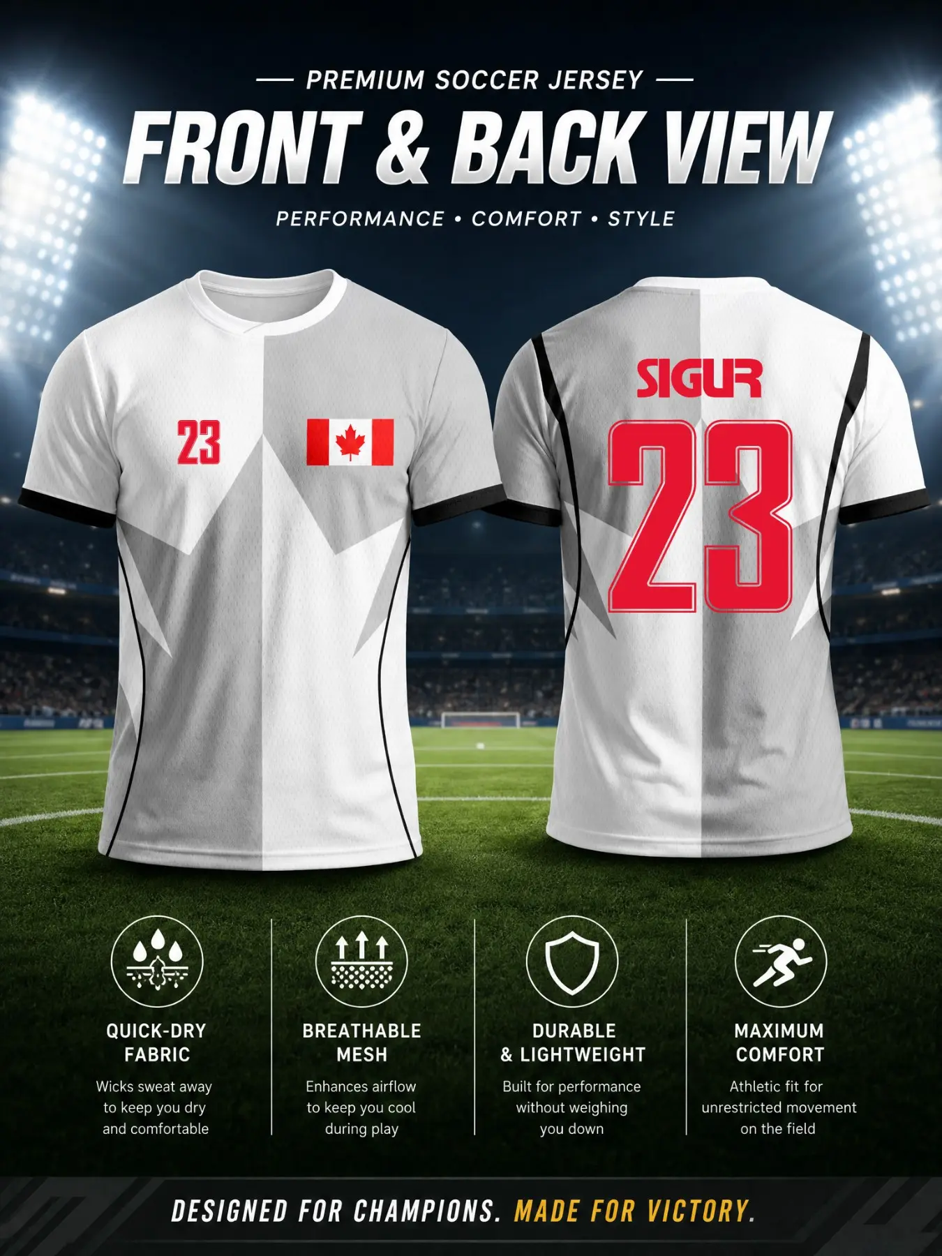 2026 Special Edition Canadian Maple Leaf Soccer Jersey, Football Shirt, Quick-Dry Fabric, Cultural Pattern, Slim Fit, Men's Sportswear, All Seasons, Quick Dry Top