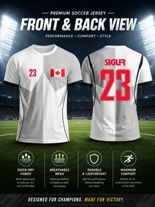 2026 Special Edition Canadian Maple Leaf Soccer Jersey, Quick-Dry Fabric, Cultural Pattern, Slim Fit, Men's Sportswear, All Seasons