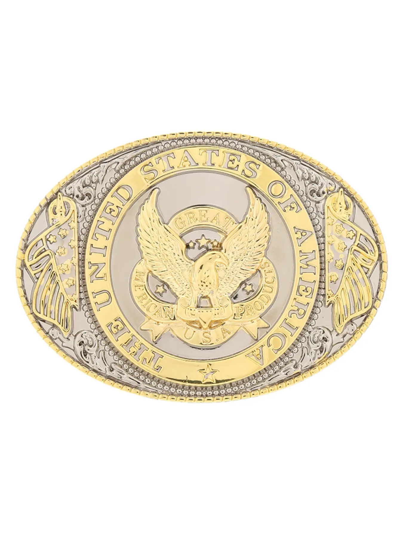 Usa Eagle Flag Embossed Belt Buckle, Unique Oval Alloy Men's Fashion Accessory, Casual All-Season Waistband Clip