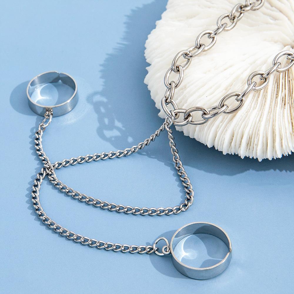 Chain Punk Wrist Ring Skeleton Bracelet For Men Ring Charm Bohemian Couple Emo Fashion Jewelry Pulsera Mujer 2023 Ladies New