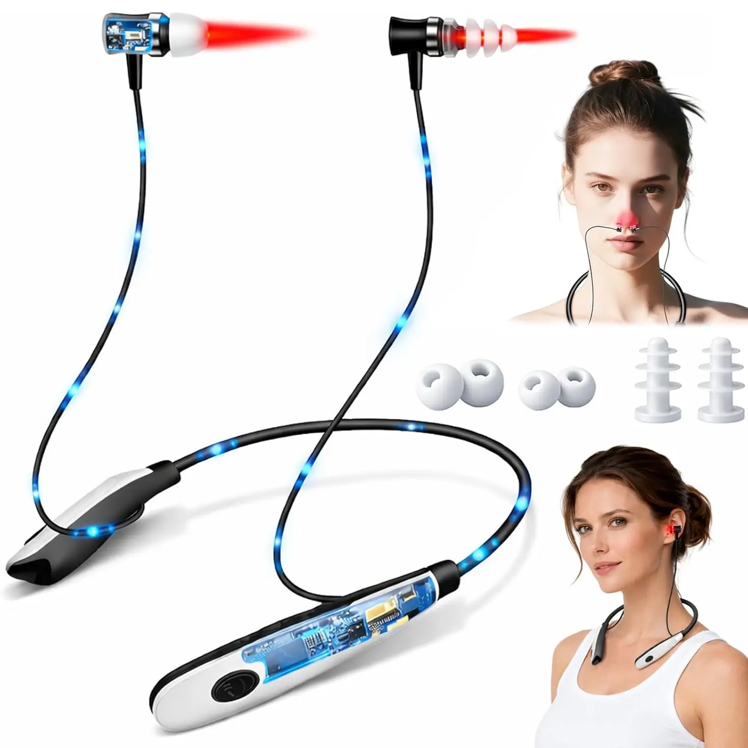 Red Light Device for Nose & Ears, 650nm Portable Red Light Nasal Care Device with Neck-Hanging Design, 30-Min Auto Timer, Rechargeable