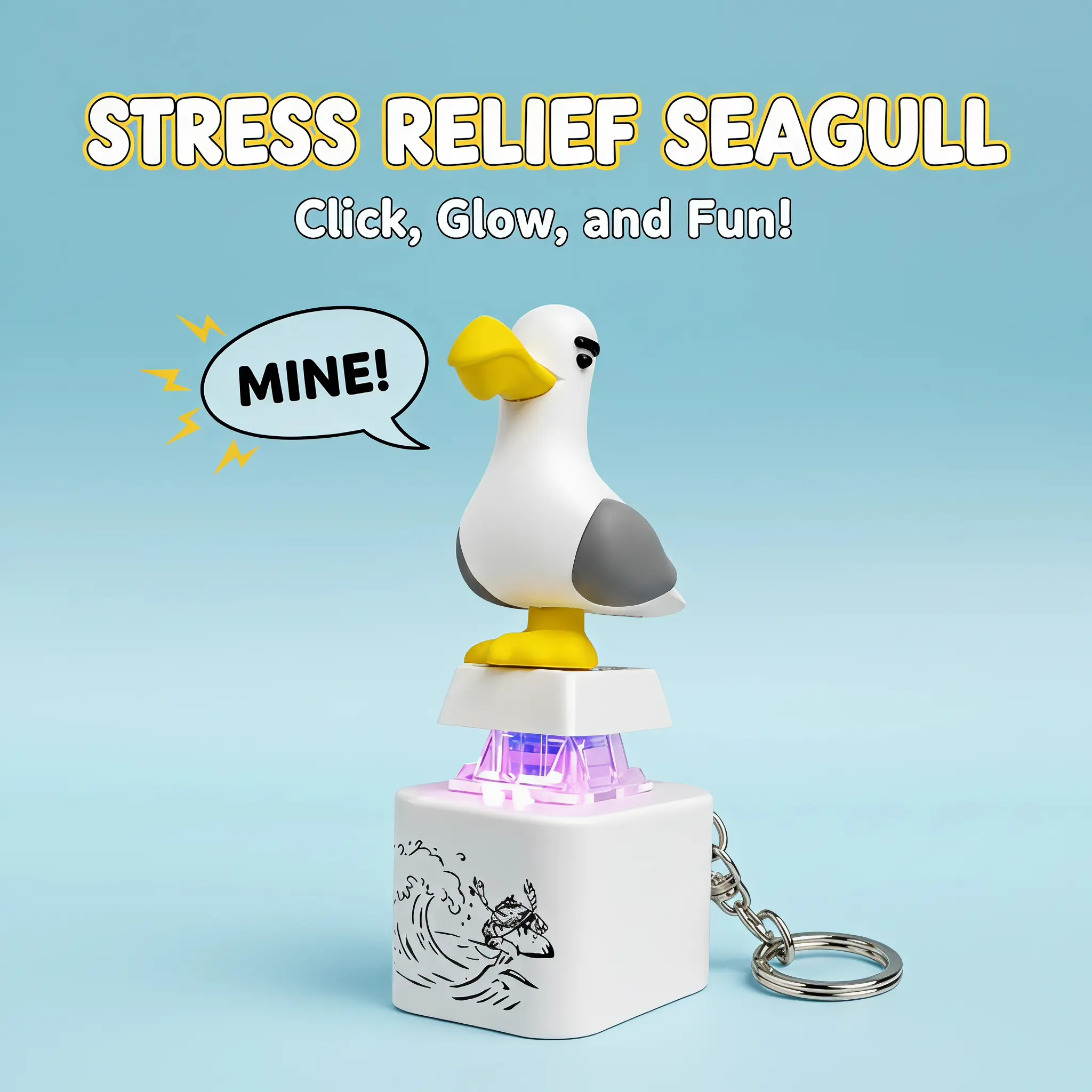 Unisex Battery-Powered Luminous Electronic Duckling Keychain Toy, Indoor Stress Relief Mine Bird Voice Keyboard Pendant, Creative