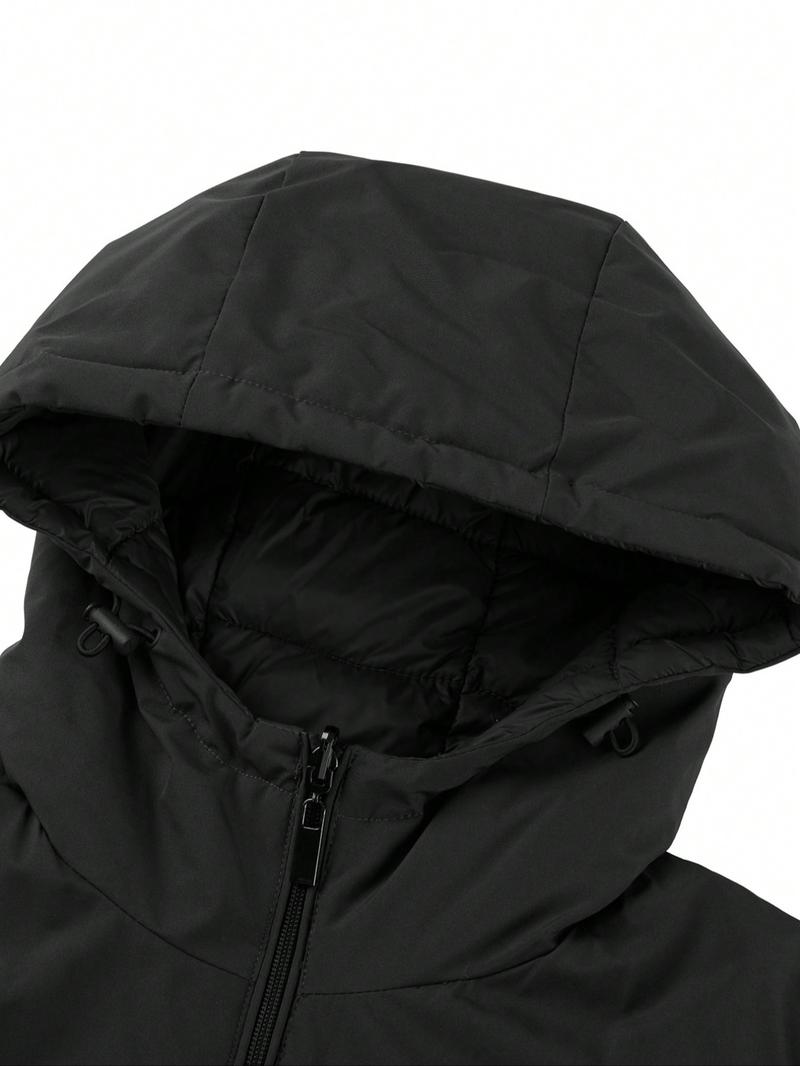 Women's Winter Hooded Jacket, Large Size, Double-Sided Pocket Cotton Coat, Casual Fitted Long Sleeve, Fall & Winter Commuter Wear