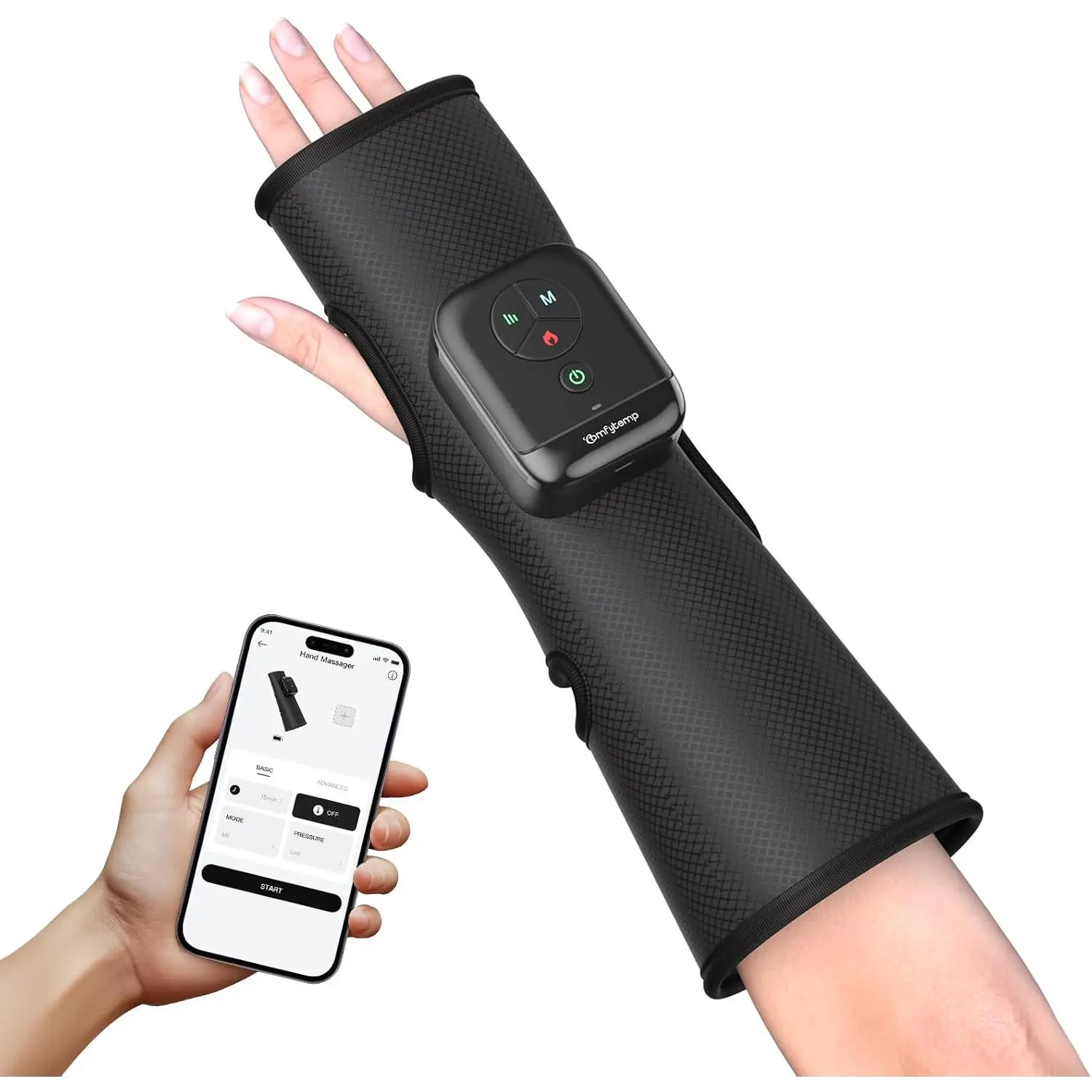 Comfytemp Air Compression Hand and Wrist Massager with Heat Therapy, FSA/HSA Eligible Portable Forearm Massage Sleeve for Circulation & Pain Relief, Ideal for Seniors (Home & Gift Use)