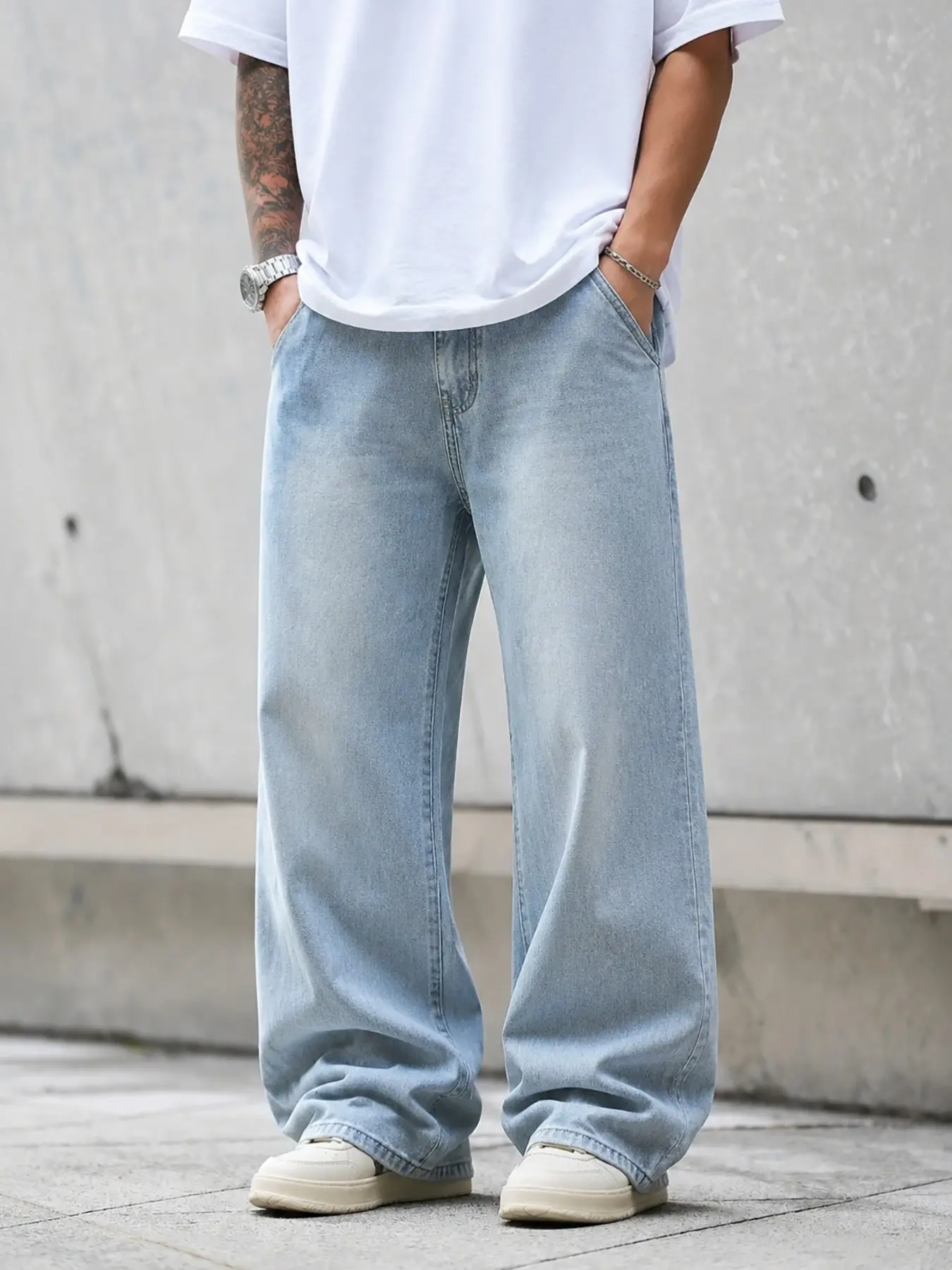 Men's Wide Leg Jeans, Loose Fit Denim Jeans, Washed Y2K Vintage Style, Streetwear, All Season Wear, Unique Washing, Comfortable and Stylish