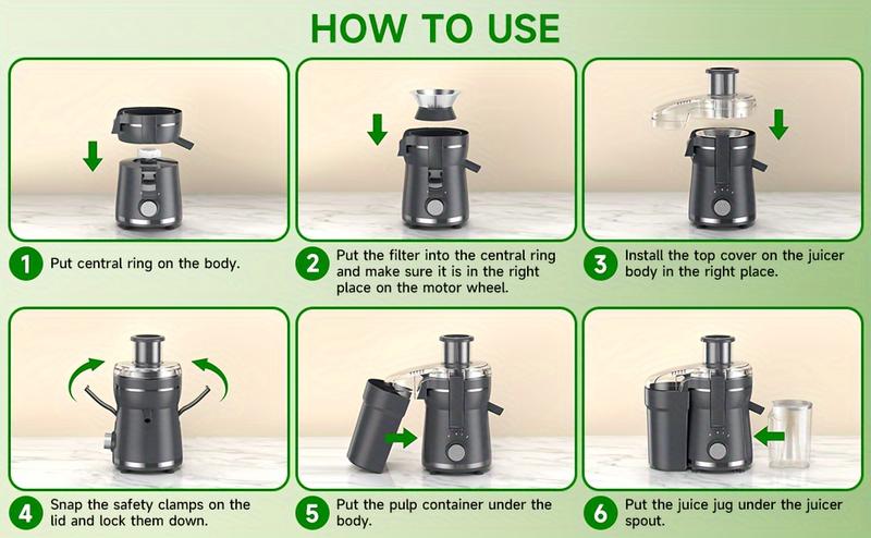 500W Powerful Centrifugal Juicer Machine - Wide Mouth Feed Chute For Easy Fruit And Vegetable Extraction, Easy Cleaning, Stainless Steel, BPA-Free, Dishwasher Safe, Space-Saving Design, Perfect For Healthy Living And Delicious Juice Recipes