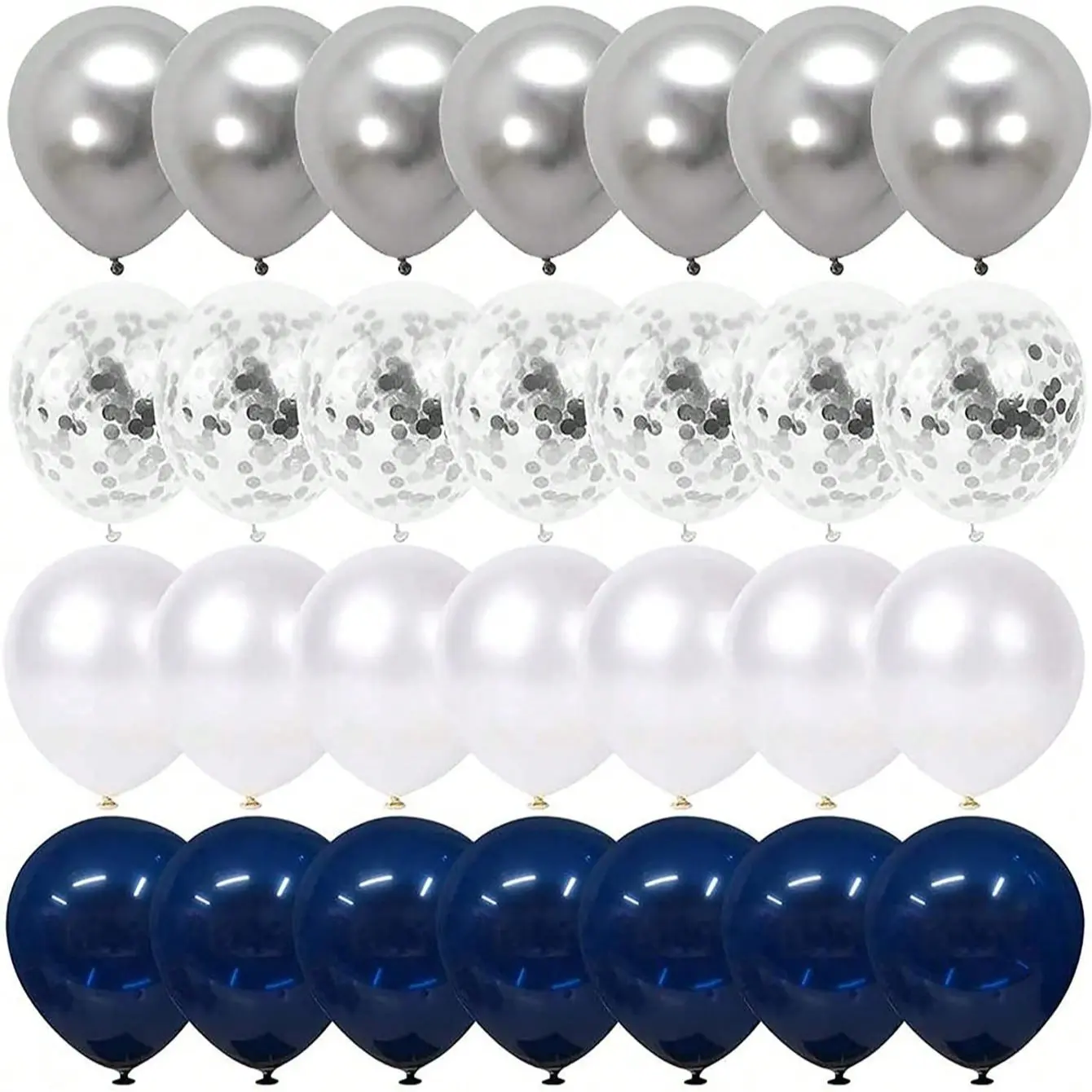 20pcs 12-Inch Silver Glitter Balloons, Imitation Pearl and Silver Color Party Balloon Set, Balloon Party Supplies, Perfect for Birthday, Wedding, Graduation