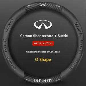 Infiniti Q50 Q60s Q70 Qx30 Qx50 Qx55 Qx56 Qx60 Qx70 Qx8 Jx35 Ex25 Fx35 G37 M35 Esq Car Carbon Fiber Leather Steering Wheel Cover