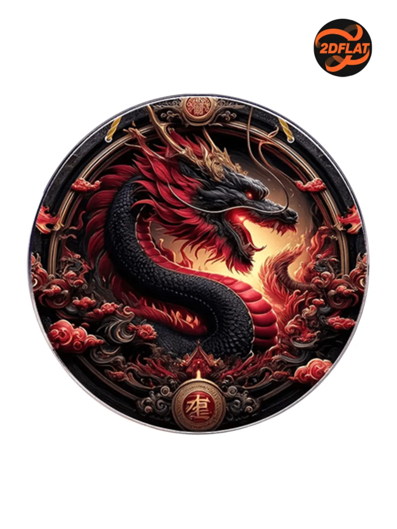 2D flat.Magic Dragon Brooch, Vintage Dragon Design, Perfect for Clothing and Bags, Ideal Gift, Lightweight and Portable, Great for Special Occasions