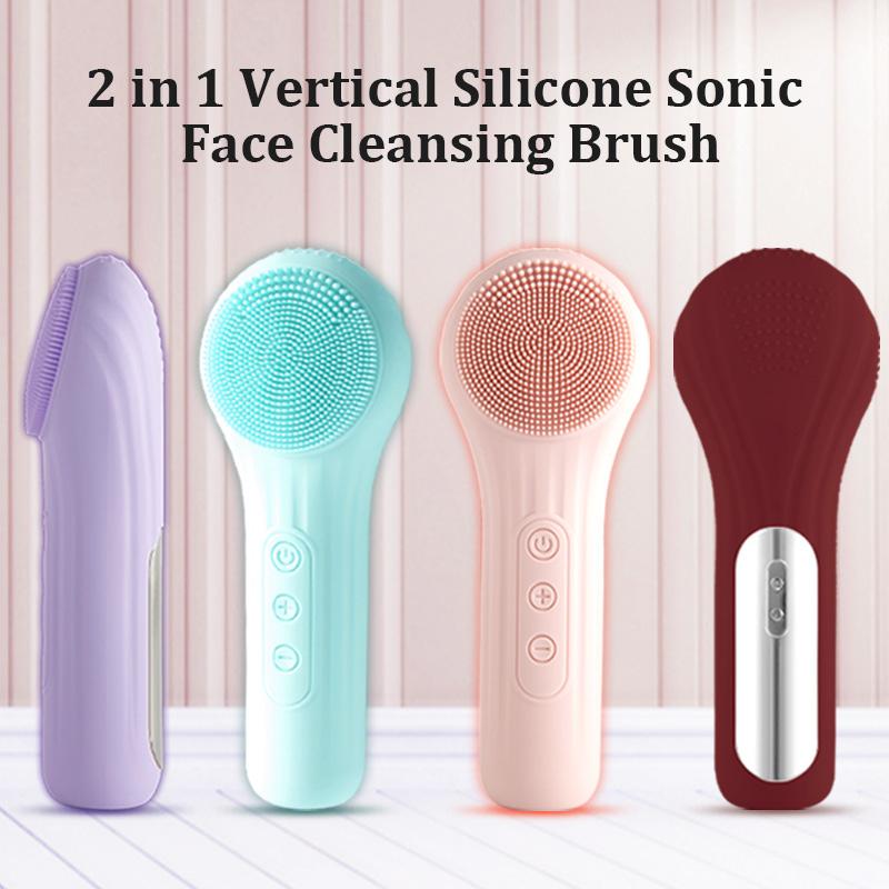Multifunctional Electric Facial Cleansing Brush, Rechargeable Waterproof with Heating Massage and Ultrasonic Vibration, Silicone Face Cleaner，Perfect for at-home and travel skincare, an ideal holiday gift.
