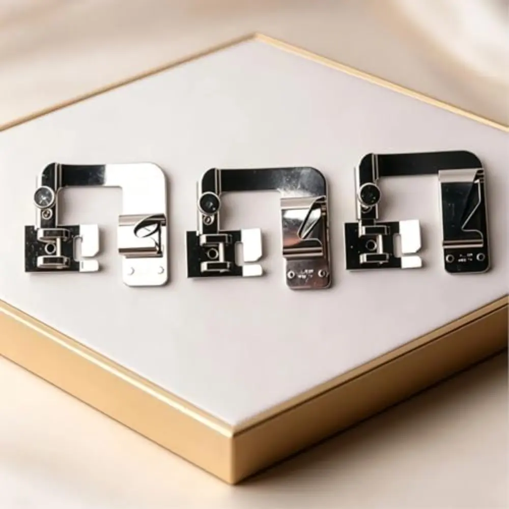 3 Sizes Wide Rolled Hem Pressure Foot Sewing Machine Presser Foot Hemmer Foot Set 1/2 Inch, 3/4 Inch, 1 Inch for Low Shank Sewing Machine
