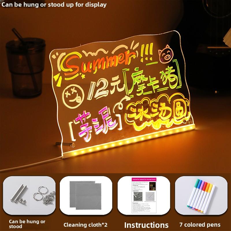 Luminous Drawing Board Graffiti Message Board Fluorescent Board Stall Advertisement Display Board Christmas Children Toy