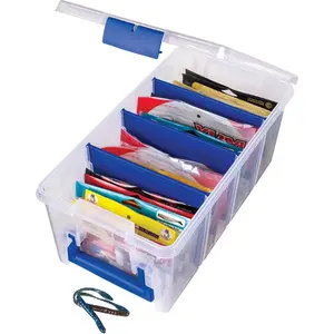 4510 Clear Fishing Organizer - Super Half Satchel Soft Fishing Lure Storagees, Bait Organizer, Tuff Tainer with Zerust Anti-Rust Dividers
