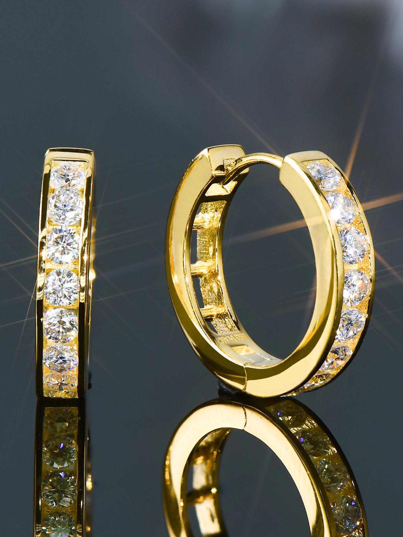 S925 Sterling Silver 0.96 Carat Synthetic Moissanite Earrings, Luxury Gorgeous Earrings for Women & Girls, Trendy All-match Jewelry for Birthday Gift