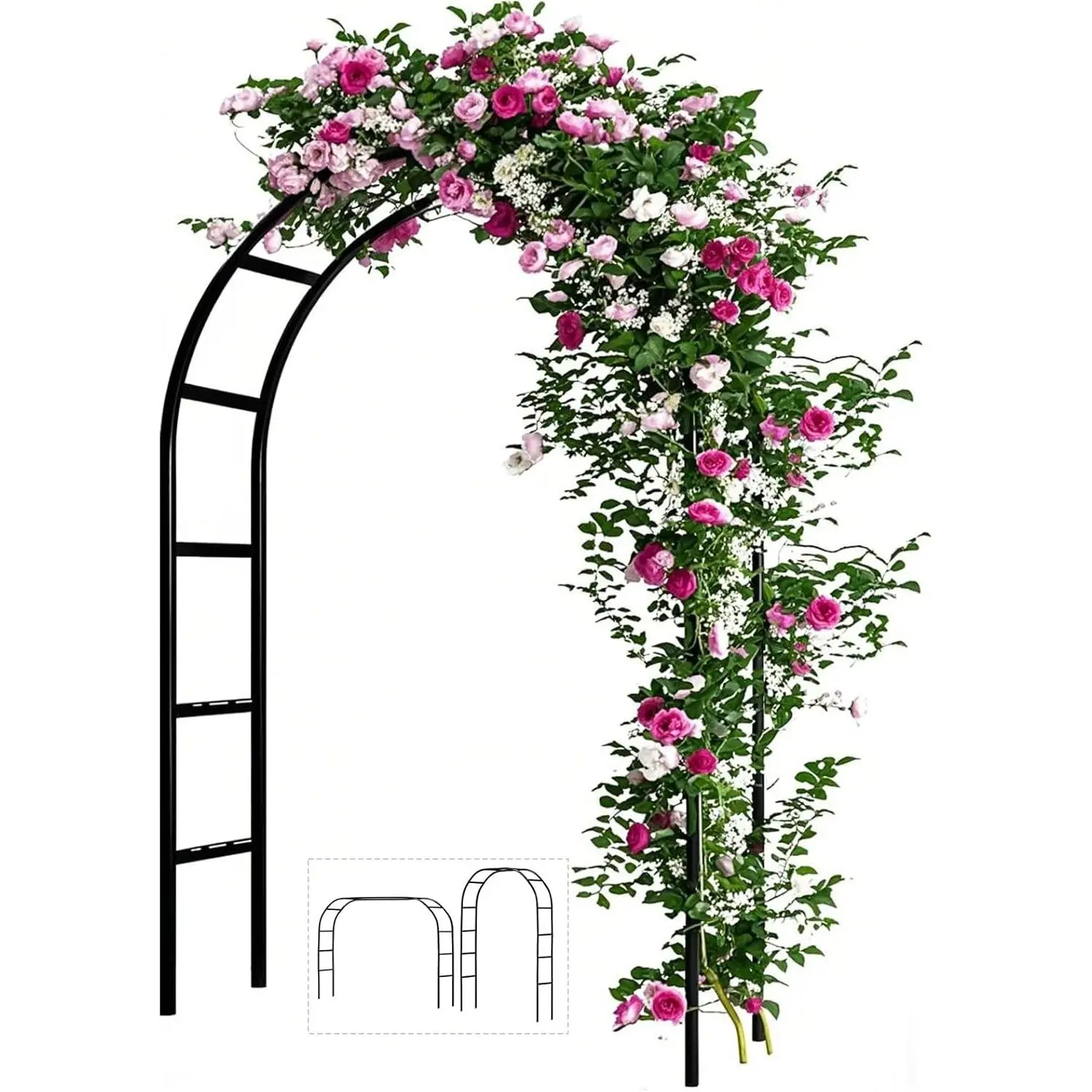 7.8ft Garden Arch Trellis for Climbing Plants, Metal Arch Frame, Pumpkin Archway Outdoor Garden Arbors and Arches for Halloween Christmas Birthday Party Baby Shower Decoration(Black)