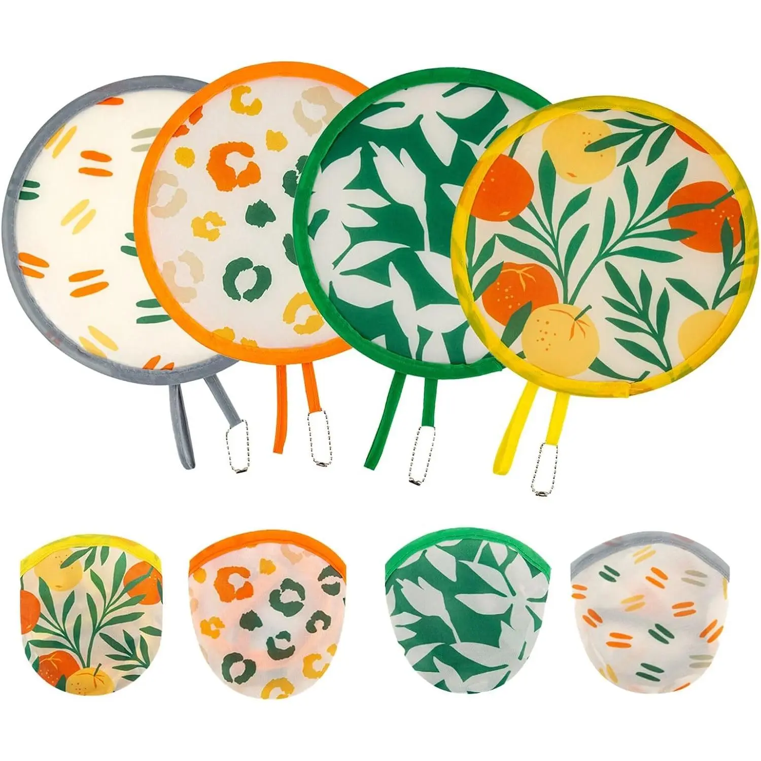 4 Styles Summer Round Foldable Hand Fan  Foldable Fan Style Handheld Foldable Compact Cooling Fans,Round Folding Fan for Outdoor ,Xmas Decoration,Festival,Party Favors,Travel,Events