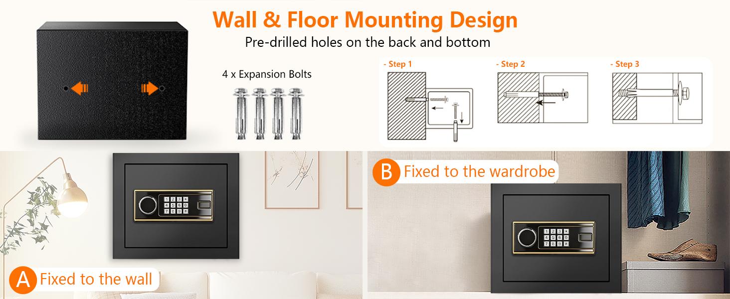 1.4 CUFT Small Fireproof Safe for Home Use, Security Personal Safety Box Fireproof Waterproof with Digital Keypad, Spare keys, Removable Shelf, Medium Safe Lock Box for Money, ID document, Dorm,home essentials