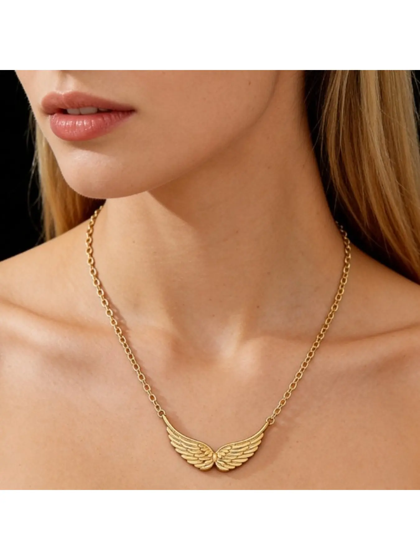Bestselling Angel Wing Necklace for Women, Fashion Necklace, Alloy Necklace, 3D Embossed Wing Pendant available in gold and silver finishes, this guardian wing choker is a light-luxury daily accessory, versatile for casual and office wear
