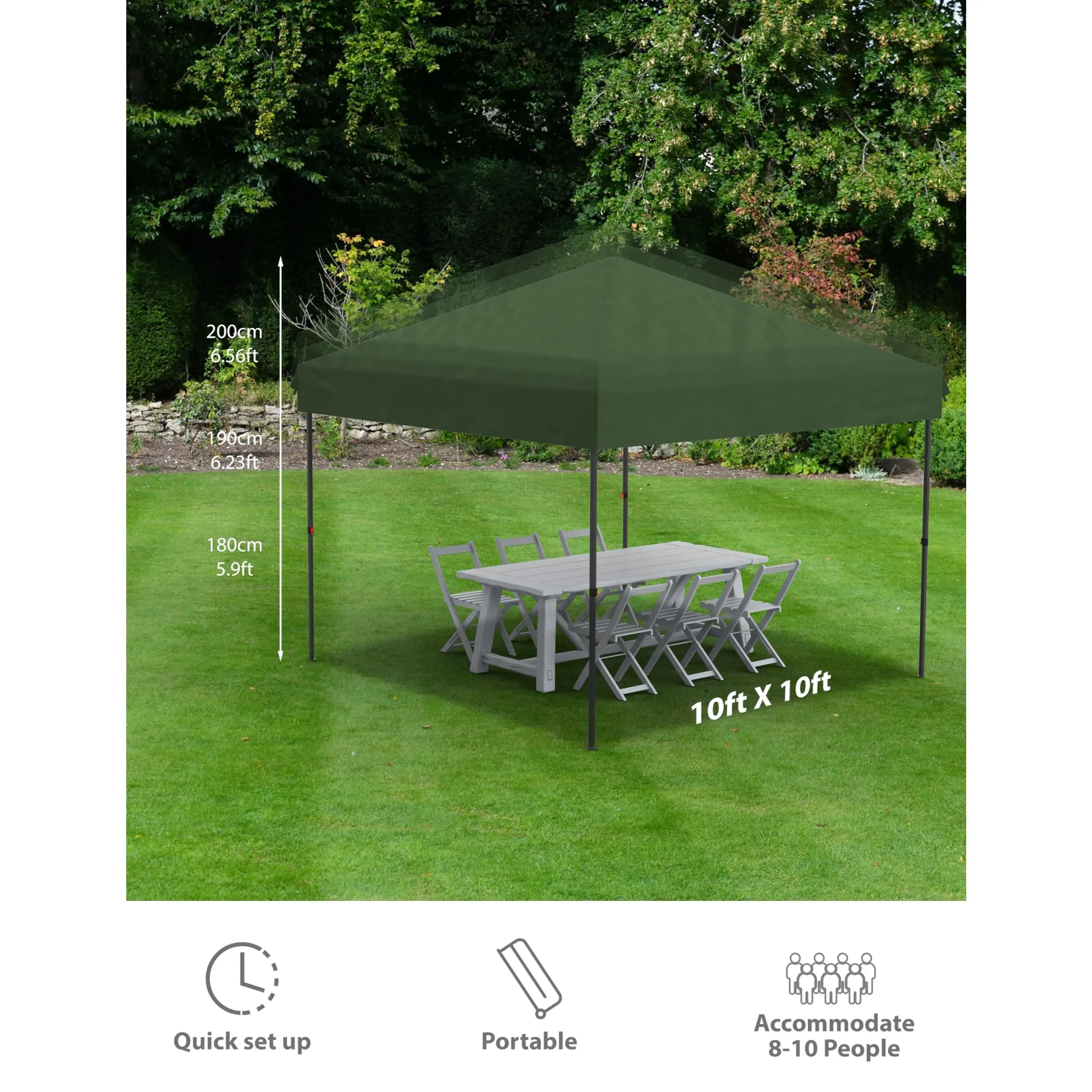OP-10x10 Pop Up Canopy Tent Outdoor Canopy One-Person Set Up Heavy Duty Commercial Instant Tent Shelter