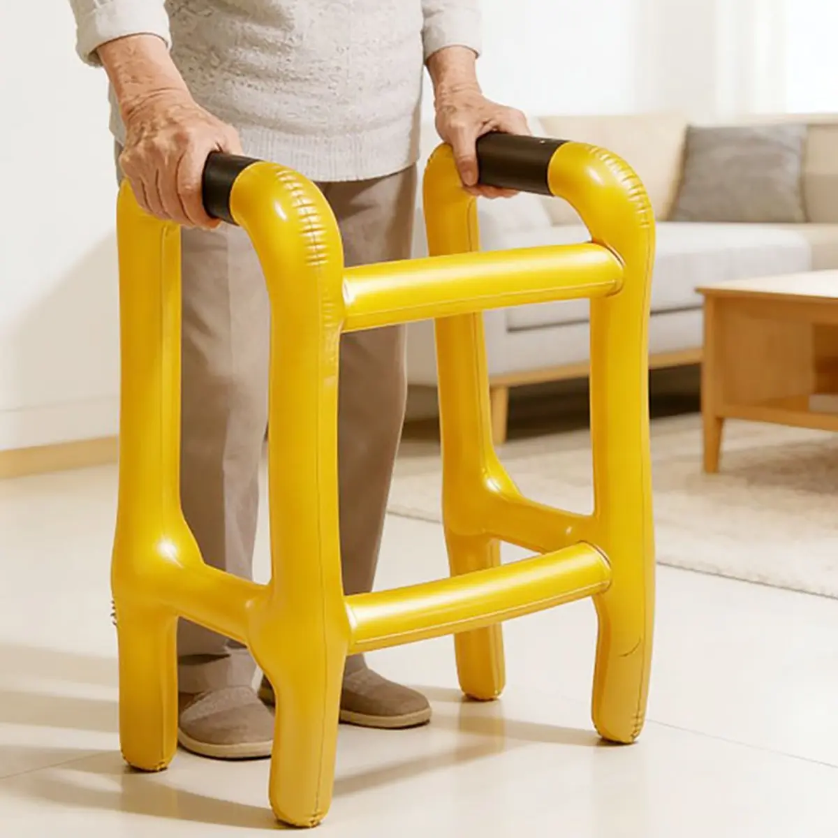 2-Piece PVC Inflatable Walker and Cane Set, Elderly Costume Accessory, Outdoor Game Props, Party Decoration, Prank Gift