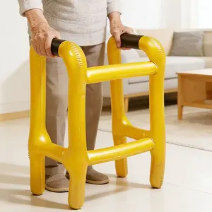 2-Piece PVC Inflatable Walker and Cane Set, Elderly Costume Accessory, Outdoor Game Props, Party Decoration, Prank Gift