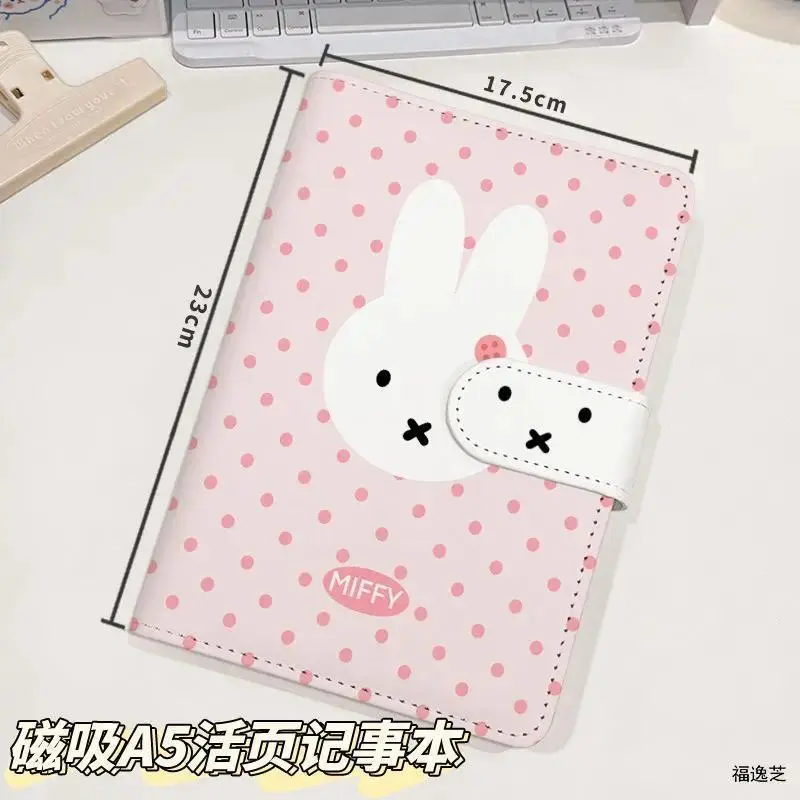 Anime Pink Miffy PU Cortex Cute A5 Magnetic Attraction Notepad Student Good Looks A6 Hand Ledger Notebook New Lovely Kawaii 2026