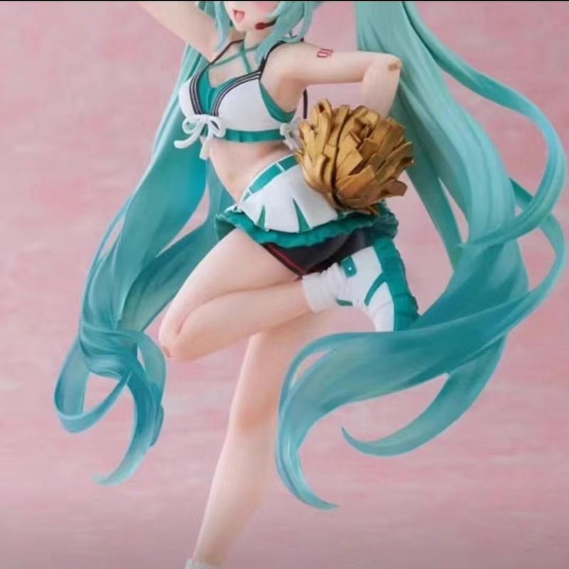 18cm Hatsune Miku Cheerleader Hat, Cute Anime PVC Figurine Action Figure Collectible Toy, Perfect Gift for Fans & Collectors, Decoration Figure